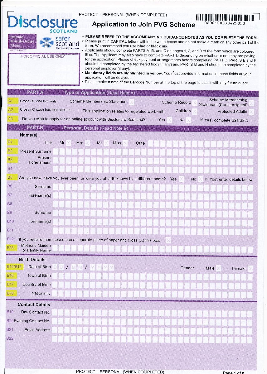 Application To Join Pvg Scheme Leaders