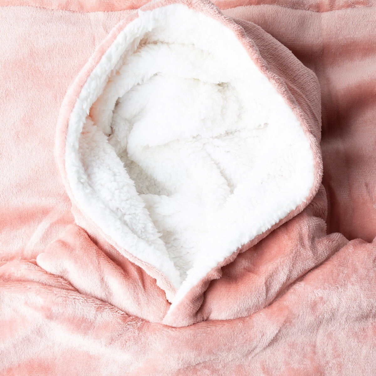 Oversized Sherpa Blanket Hoodie-One Size-Pink