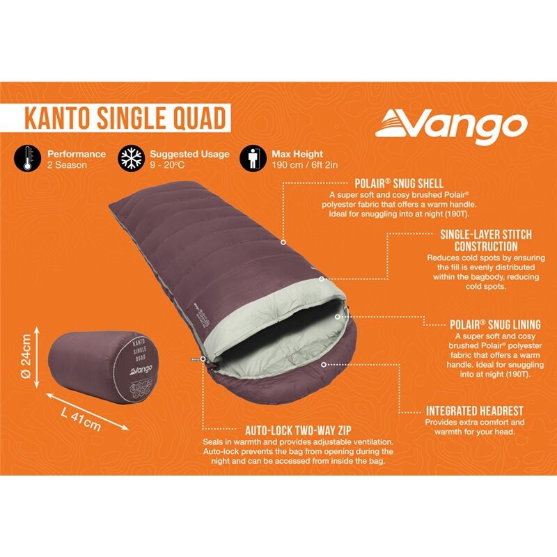 Vango Kanto Single Quad Sleeping Bag-Blue