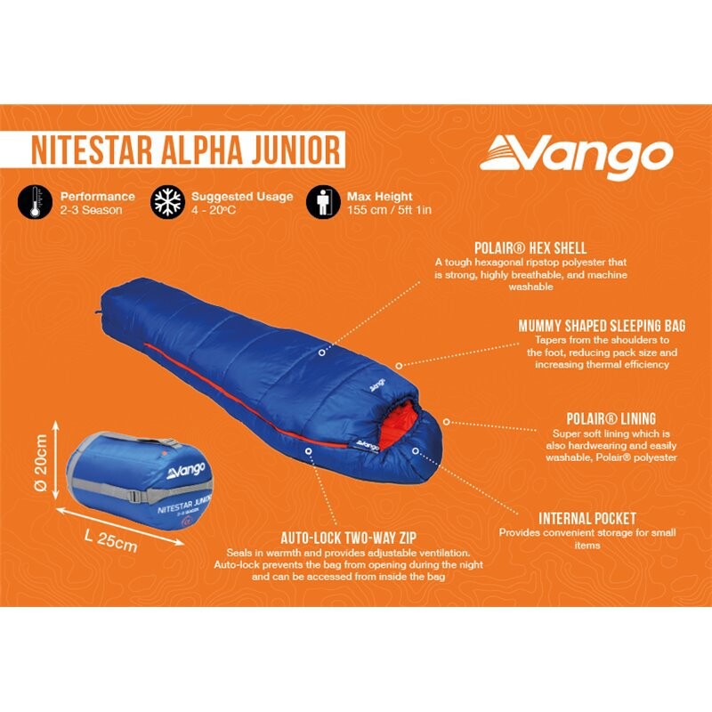 Vango Nitestar Alpha Junior Sleeping Bag-Blue