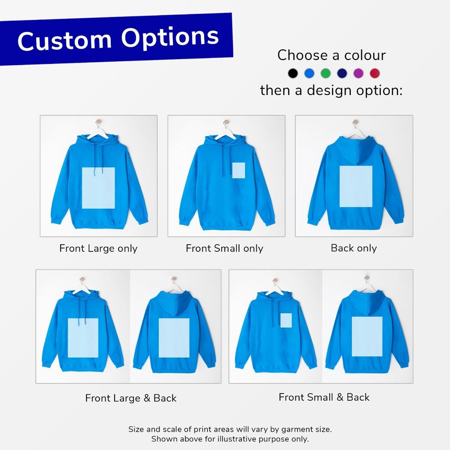 Custom Printed Hoodie - Add Your Text/Logo For Workwear, Stag/Hen, Unisex Top