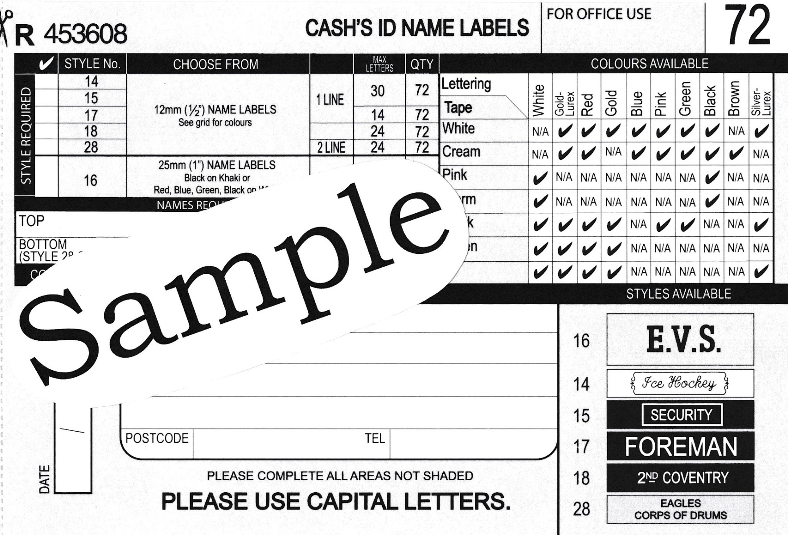 Cash's Tapes Order Cards Dozen 6