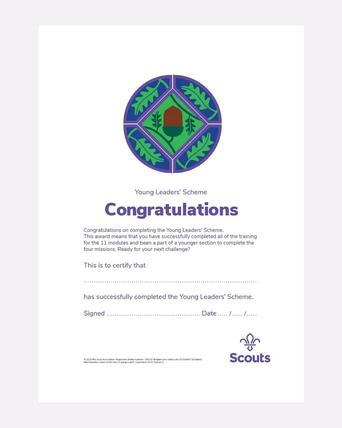 Young Leaders Completing the Scheme Certificate (Pack of 10)