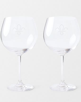 Fleur de Lis Scouts Pair of Copa Gin or Balloon Wine Glasses