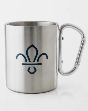 Fleur de Lis Scouts Stainless Steel Karabiner Handle Mug