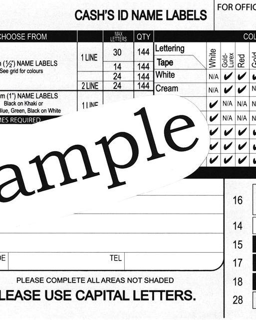 Cash's Name Tapes Order Cards 144