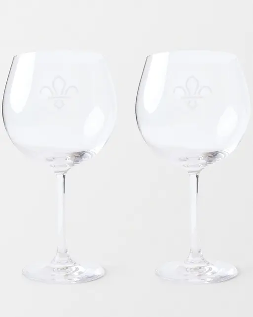 Fleur de Lis Scouts Pair of Copa Gin or Balloon Wine Glasses