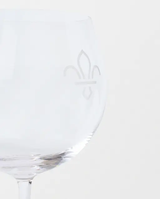 Fleur de Lis Scouts Pair of Copa Gin or Balloon Wine Glasses