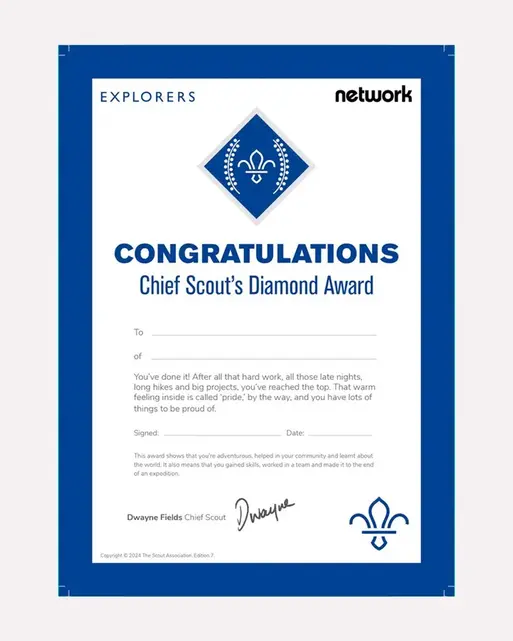 Chief Scout's Diamond Award Certificate - Pack of 10