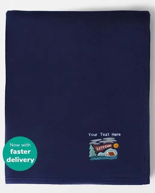 Personalised Let's Camp Embroidered Blanket