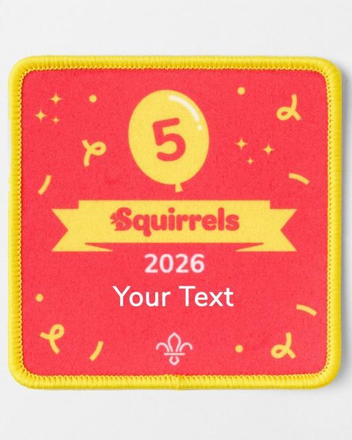 Personalised Squirrels 5th Birthday Celebration Badge