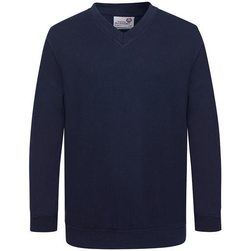 navy blue v neck sweatshirt